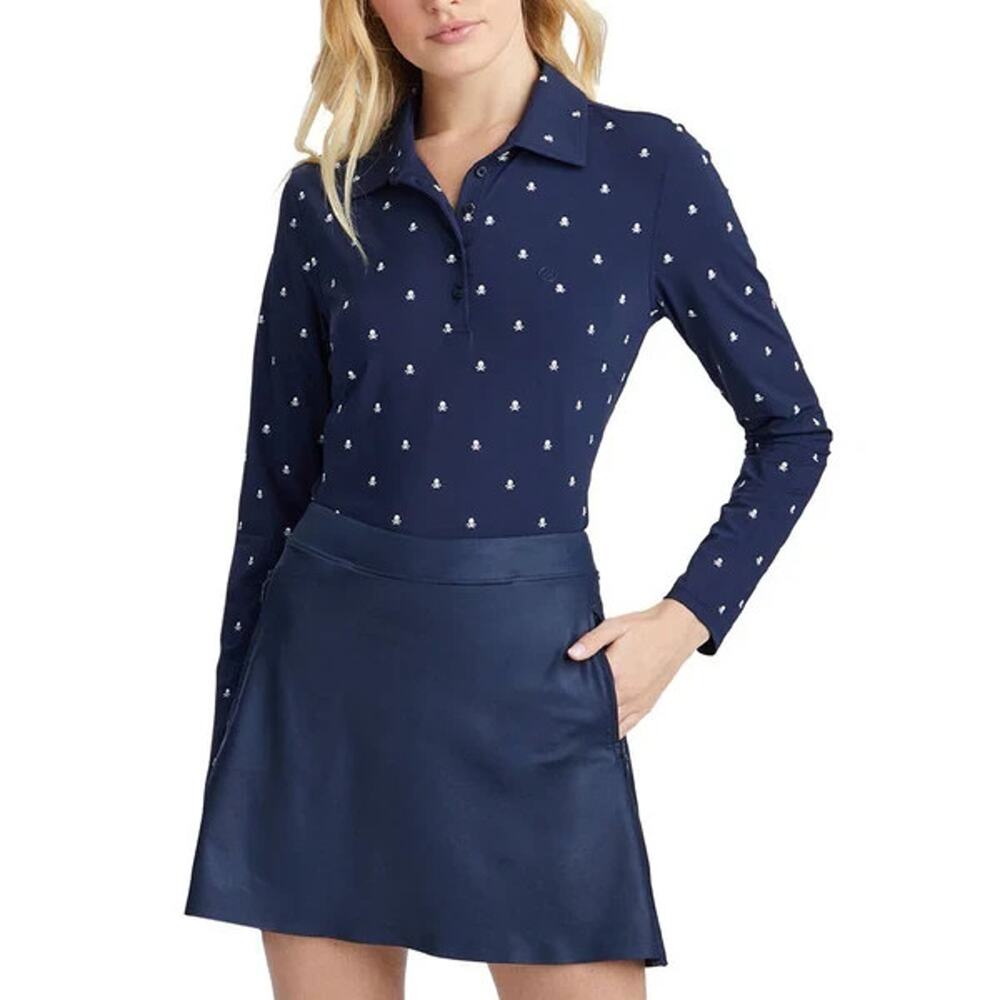 G/fore Skull & T's Silky Tech Nylon Polo Top Size XS S L Navy Long Sleeve Womens